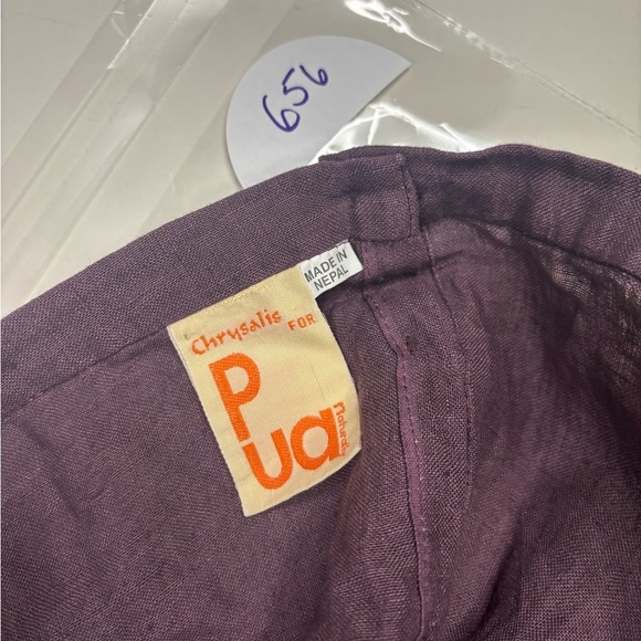 Chrysalis For Pua Linen Maxi Skirt Drawstring Ruched Size Small Nepal Purple - Picture 6 of 8